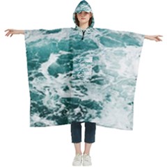 Blue Crashing Ocean Wave Women s Hooded Rain Ponchos by Jack14