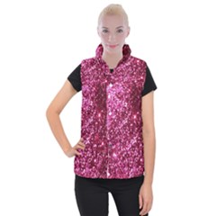 Pink Glitter Women s Button Up Vest by Amaryn4rt