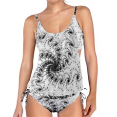 Fractal Black Spiral On White Tankini Set by Amaryn4rt