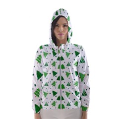 Christmas Trees Pattern Design Pattern Women s Hooded Windbreaker by Amaryn4rt