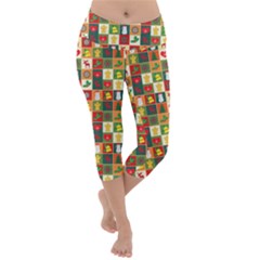 Pattern-christmas-patterns Lightweight Velour Capri Yoga Leggings