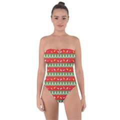 Christmas-papers-red-and-green Tie Back One Piece Swimsuit by Amaryn4rt