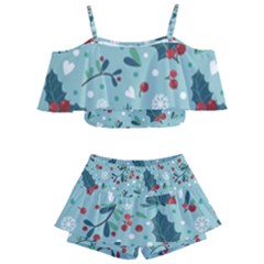 Seamless-pattern-with-berries-leaves Kids  Off Shoulder Skirt Bikini by Amaryn4rt