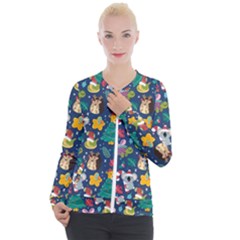 Colorful-funny-christmas-pattern  --- Casual Zip Up Jacket