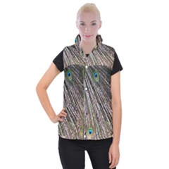 Peacock-feathers-pattern-colorful Women s Button Up Vest by Amaryn4rt
