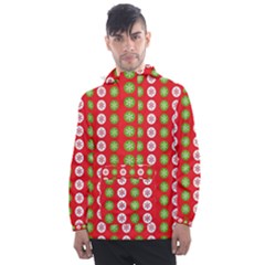 Festive Pattern Christmas Holiday Men s Front Pocket Pullover Windbreaker by Pakjumat