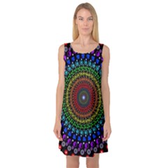 3d Psychedelic Shape Circle Dots Color Sleeveless Satin Nightdress by Modalart