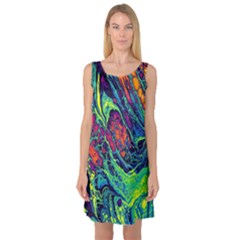 Color Colorful Geoglyser Abstract Holographic Sleeveless Satin Nightdress by Modalart