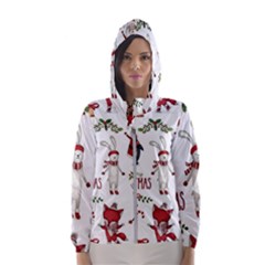 Christmas Characters Pattern Women s Hooded Windbreaker by Sarkoni