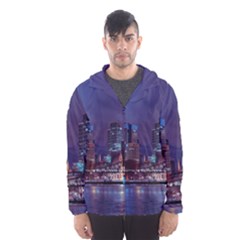 Frankfurt City Skyline Skyscraper Men s Hooded Windbreaker by Sarkoni