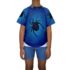 Spider On Web Kids  Short Sleeve Swimwear by Amaryn4rt