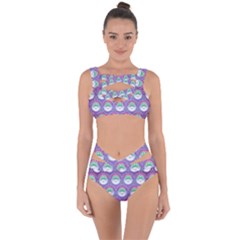 Background Floral Pattern Purple Bandaged Up Bikini Set  by Amaryn4rt