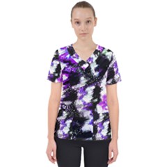 Abstract Canvas Acrylic Digital Design Women s V-neck Scrub Top by Amaryn4rt