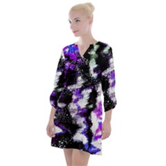 Abstract Canvas Acrylic Digital Design Open Neck Shift Dress by Amaryn4rt