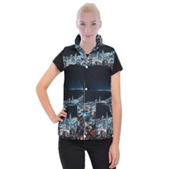 Aerial Photography Of Lighted High Rise Buildings Women s Button Up Vest by Modalart