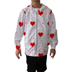 Hearts Romantic Love Valentines Kids  Hooded Windbreaker by Ndabl3x