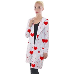 Hearts Romantic Love Valentines Hooded Pocket Cardigan by Ndabl3x