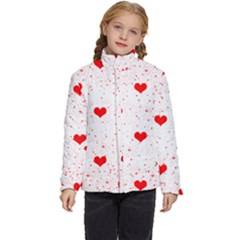 Hearts Romantic Love Valentines Kids  Puffer Bubble Jacket Coat by Ndabl3x