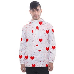 Hearts Romantic Love Valentines Men s Front Pocket Pullover Windbreaker by Ndabl3x