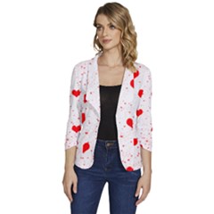 Hearts Romantic Love Valentines Women s One-button 3/4 Sleeve Short Jacket by Ndabl3x