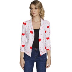 Hearts Romantic Love Valentines Women s Casual 3/4 Sleeve Spring Jacket by Ndabl3x