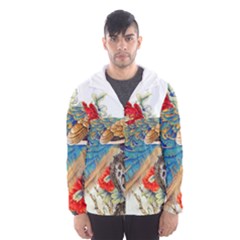 Birds Peacock Artistic Colorful Flower Painting Men s Hooded Windbreaker by Sarkoni