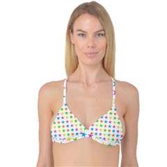 Star Pattern Design Decoration Reversible Tri Bikini Top