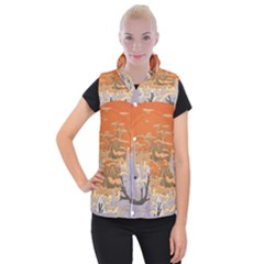 Adventure Time Cartoon Landscape Trees Women s Button Up Vest by Sarkoni