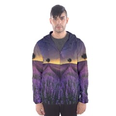 Bed Of Purple Petaled Flowers Photography Landscape Nature Men s Hooded Windbreaker by Sarkoni