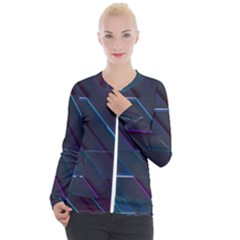 Glass Scifi Violet Ultraviolet Casual Zip Up Jacket by Pakjumat