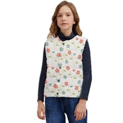 Floral Pattern Wallpaper Retro Kid s Button Up Puffer Vest	 by Apen