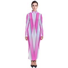 Geometric 3d Design Pattern Pink Turtleneck Maxi Dress by Apen