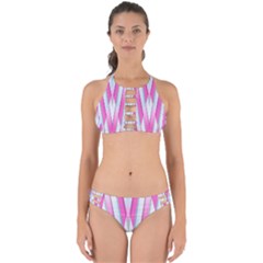 Geometric 3d Design Pattern Pink Perfectly Cut Out Bikini Set by Apen