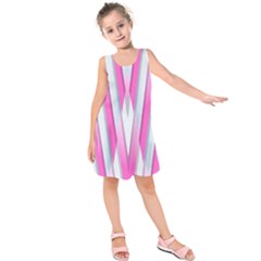 Geometric 3d Design Pattern Pink Kids  Sleeveless Dress by Apen