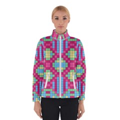 Checkerboard Squares Abstract Texture Pattern Women s Bomber Jacket by Apen