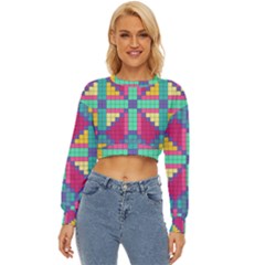 Checkerboard Squares Abstract Texture Patterns Lightweight Long Sleeve Sweatshirt by Apen