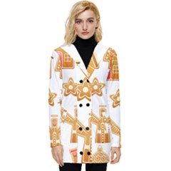 Gingerbread Food Snack Seasonal Button Up Hooded Coat  by Modalart