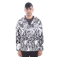 Roses Bouquet Flowers Sketch Men s Hooded Windbreaker by Modalart