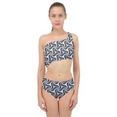 Soft Pattern Repeat Monochrome Spliced Up Two Piece Swimsuit by Ravend