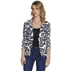 Soft Pattern Repeat Monochrome Women s One-button 3/4 Sleeve Short Jacket by Ravend