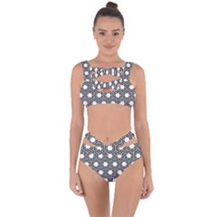 Geometric Floral Curved Shape Motif Bandaged Up Bikini Set  by Ravend