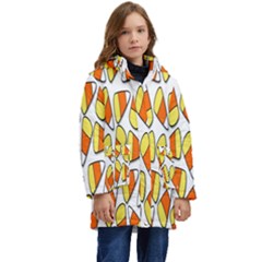 Candy Corn Halloween Candy Candies Kids  Hooded Longline Puffer Jacket by Ravend