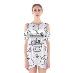 Set Chalk Out Scribble Collection Shoulder Cutout One Piece Dress by Ravend