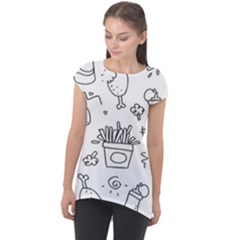 Set Chalk Out Scribble Collection Cap Sleeve High Low Top by Ravend