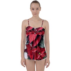 Star Of Bethlehem Star Red Babydoll Tankini Top by Amaryn4rt