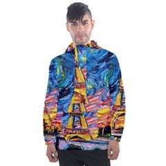 Eiffel Tower Starry Night Print Van Gogh Men s Front Pocket Pullover Windbreaker by Modalart