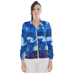 Starry Night In New York Van Gogh Manhattan Chrysler Building And Empire State Building Women s Windbreaker by Modalart