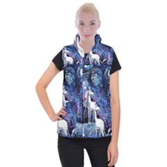 Unicorn Starry Night Print Van Gogh Women s Button Up Vest by Modalart