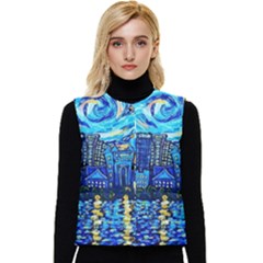 Starry Night Van Gogh Painting Art City Scape Women s Button Up Puffer Vest by Modalart