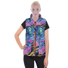 Golden Gate Bridge Starry Night Vincent Van Gogh Women s Button Up Vest by Modalart